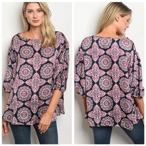 Super Soft NAVY FUCHSIA TOP